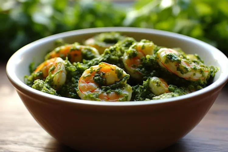 Grilled pesto shrimp