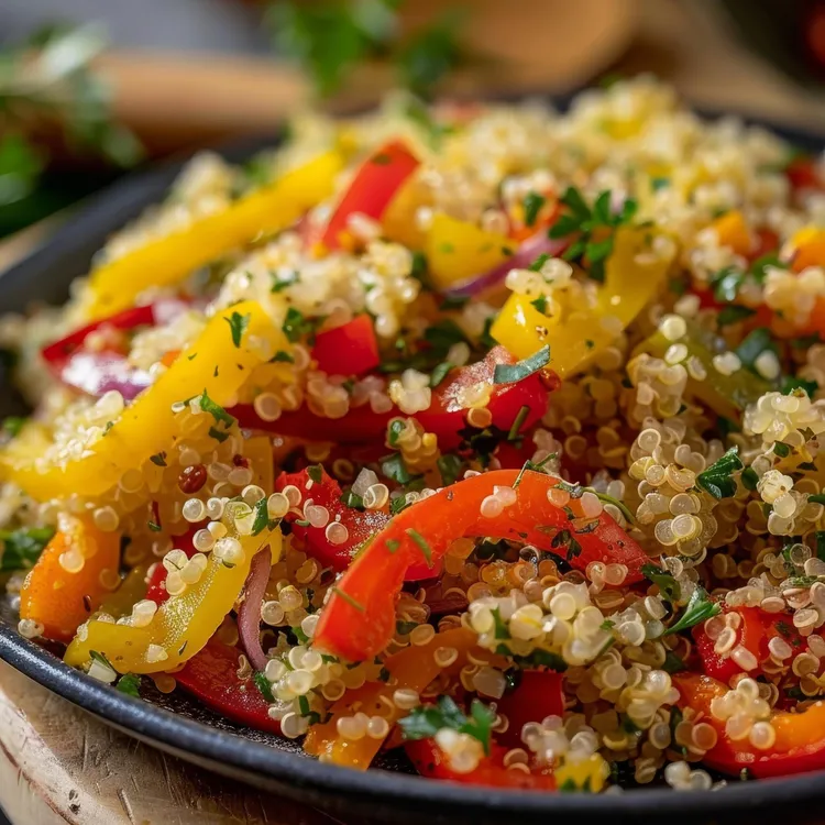 Grilled pepper and quinoa salad with coriander