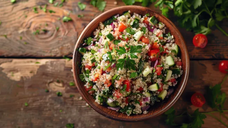 Fresh quinoa tabbouleh salad