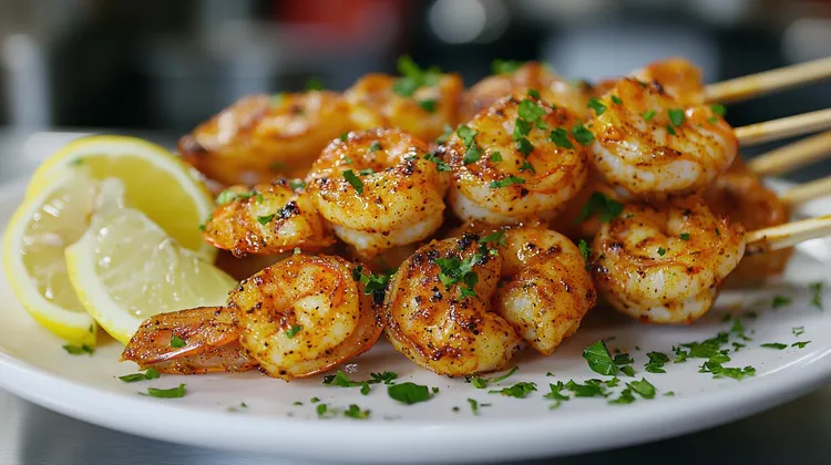 Red curry shrimp skewers