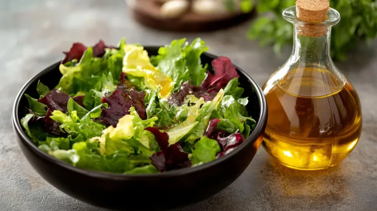 Red-leaf lettuce salad with shallot vinaigrette