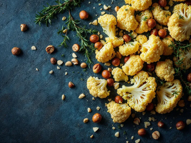Roast cauliflower with thyme and hazelnut butter