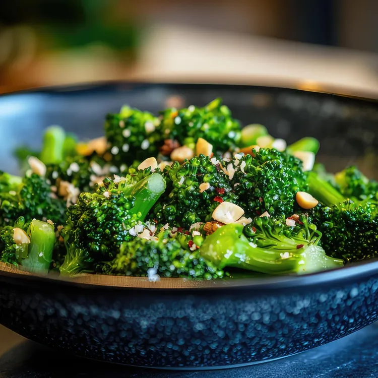 Roasted broccoli quinoa salad with almonds