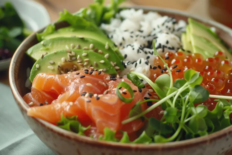 Salmon-avocado poke bowl