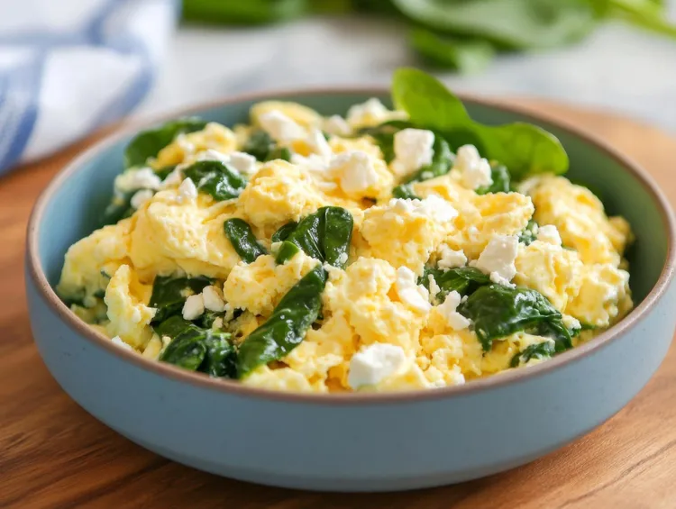 Spinach and feta scrambled eggs