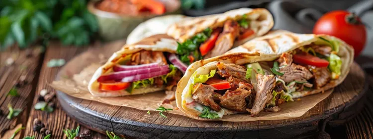 Shawarma chicken pitas with creamy tahini yogurt sauce