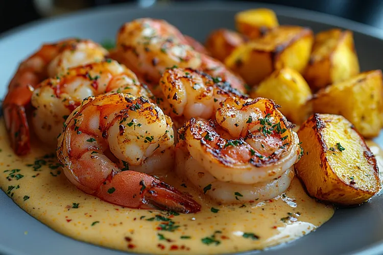 Shrimp with roasted fingerling potatoes