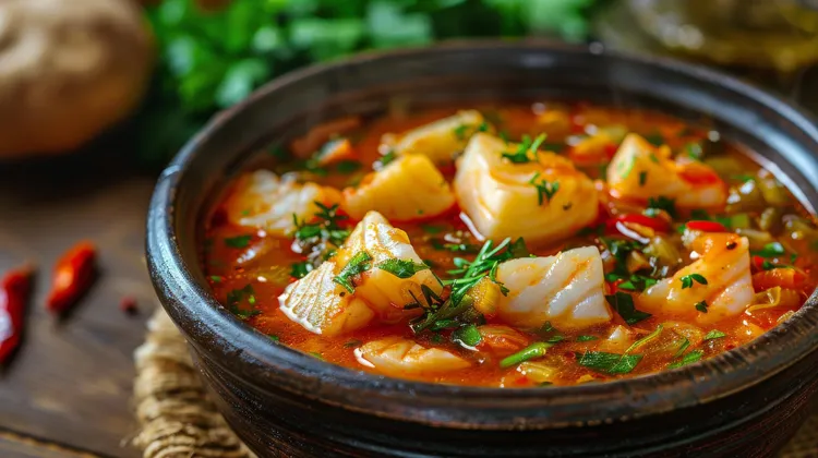 Tomato and chilli fish stew