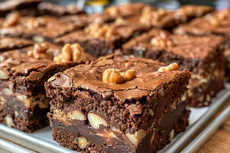 Triple chocolate walnut brownies