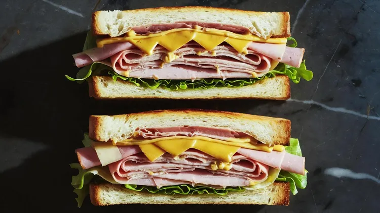 Turkey, cheddar and mustard sandwich