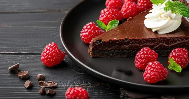 Warm chocolate and raspberry fudge cake
