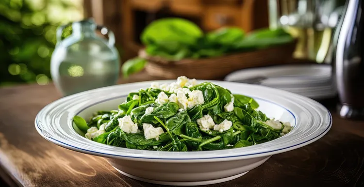 Wilted spinach salad with feta