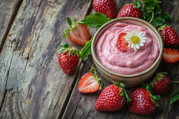5-minute creamy strawberry frozen yogurt