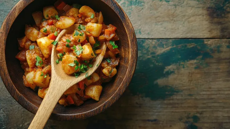 Aloo phujia with canned tomatoes