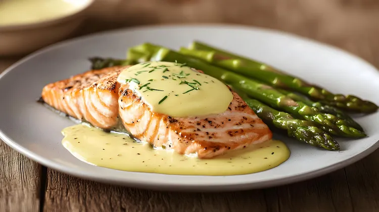 Baked salmon with asparagus