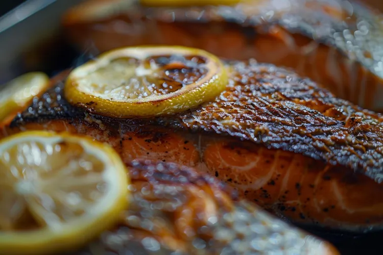 Grilled balsamic salmon with lemon and garlic
