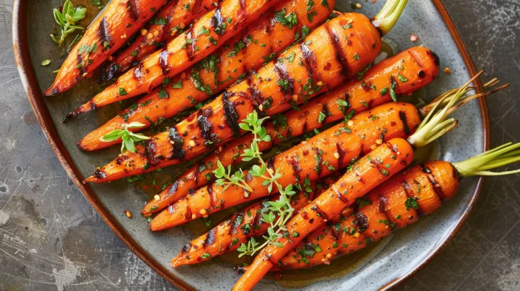 Barbecued honey baby carrots