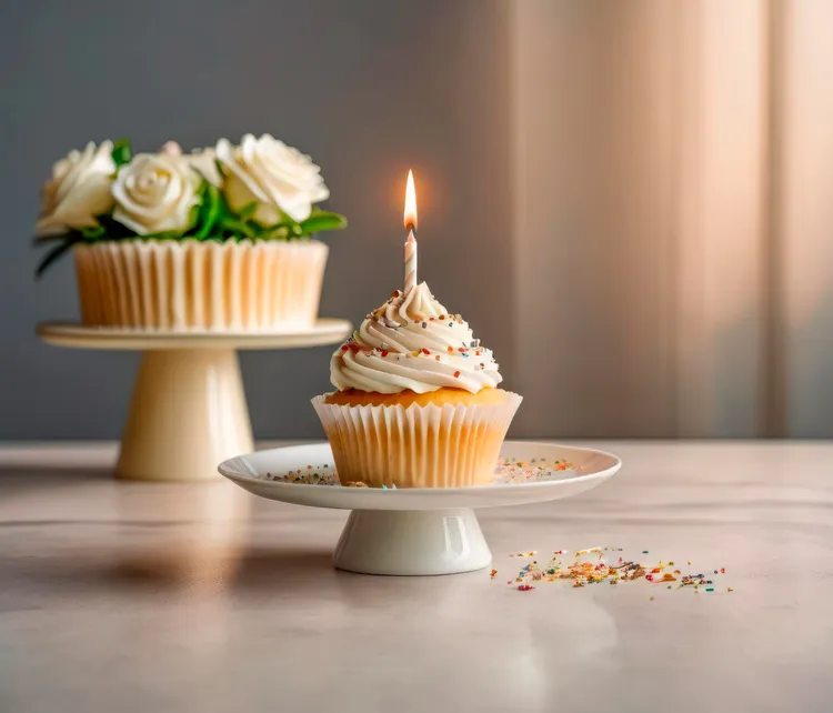 Birthday cupcakes with cream cheese frosting
