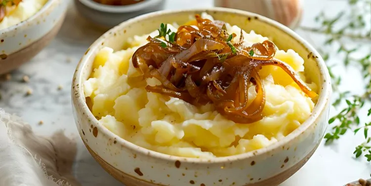 Buttermilk mashed potatoes with caramelized shallots