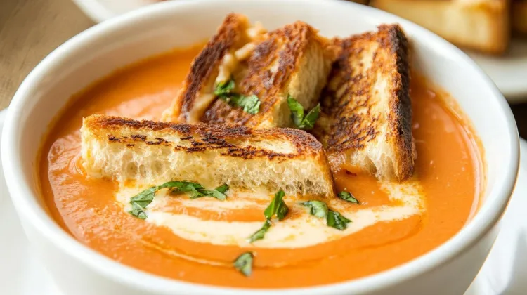 Carrot and potato soup with cumin toast