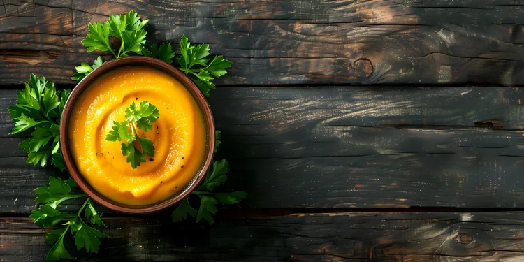Carrot puree with garlic and chicken broth