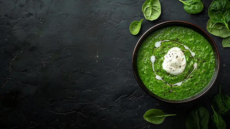 Celery, onion and spinach soup