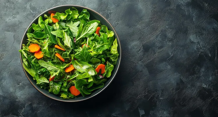 Citrusy spinach salad with carrots and onion