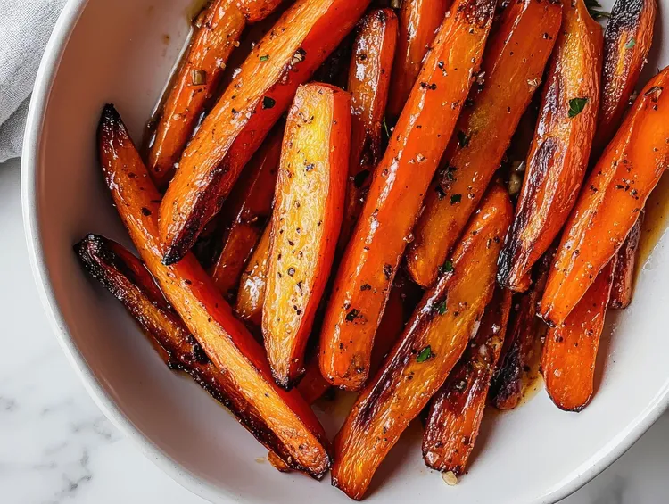 Honey-glazed carrots with chicken gravy and spices