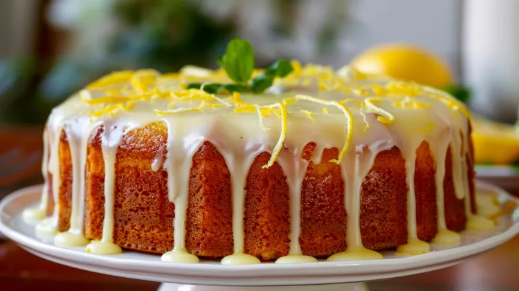 Coconut cake with lemon sour cream icing