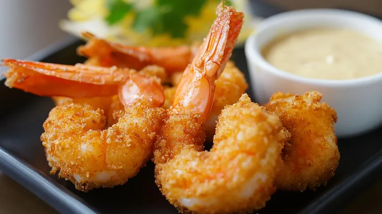 Coconut-crumbed shrimps with lime aioli