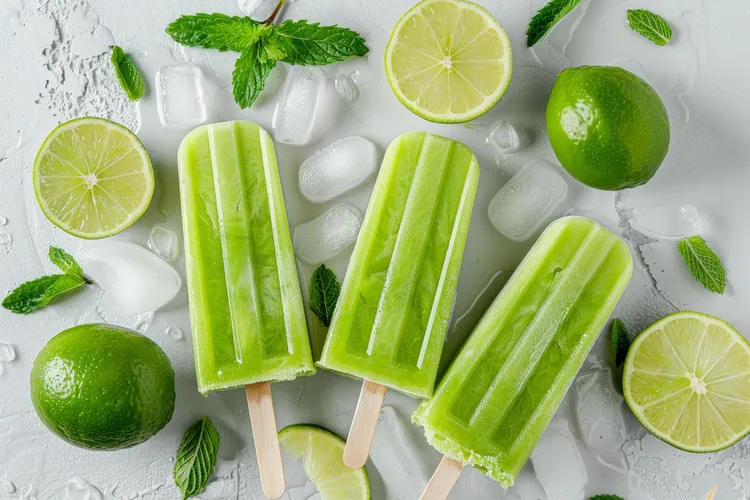 Creamy lime ice blocks with mojito ice