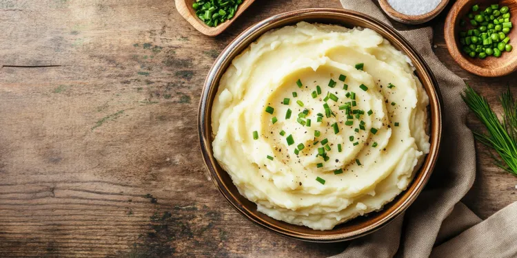Roasted garlic mashed potatoes with chives