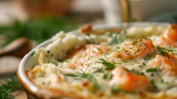 Creamy salmon, leek and tarragon bakes