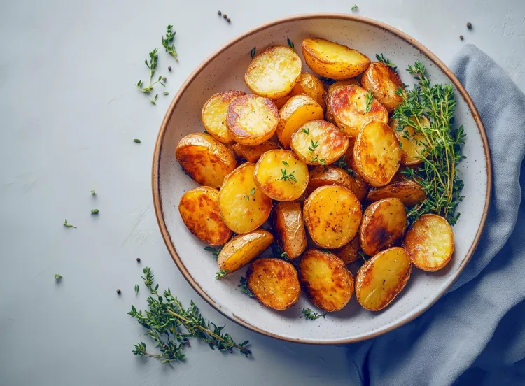 Crisp roast potatoes with thyme
