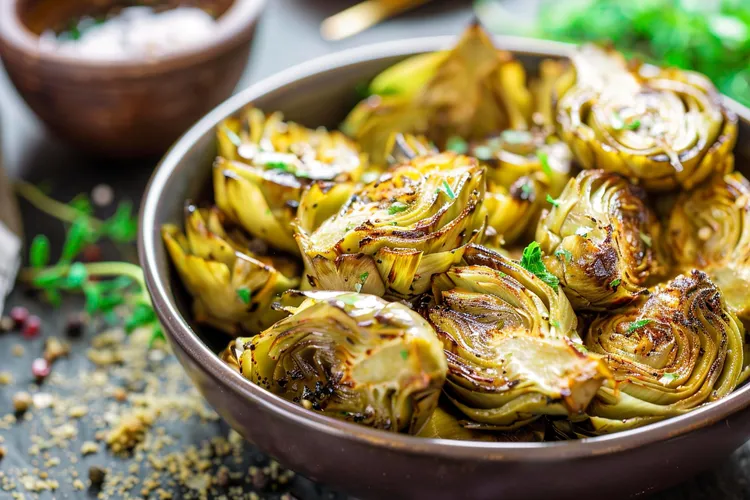 Baked artichokes with basil butter