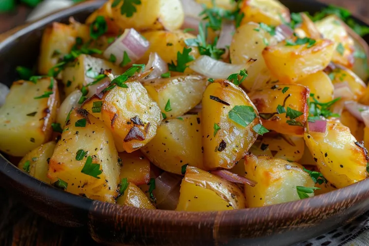 Balsamic mustard potatoes with onion