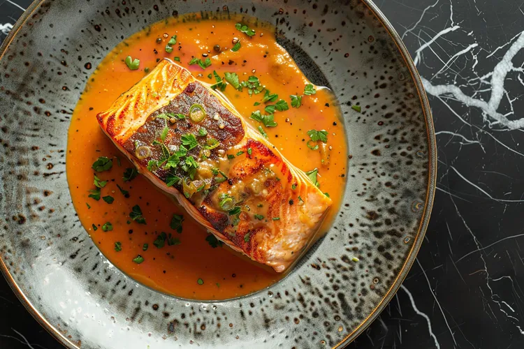 Crispy salmon red curry