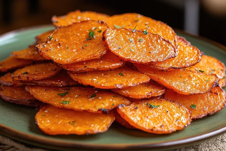 Curried baked carrot chips
