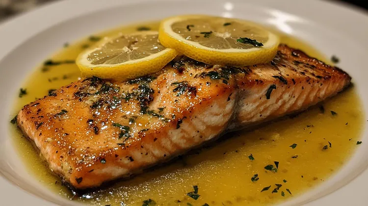 Sautéed salmon with butter and seasonings