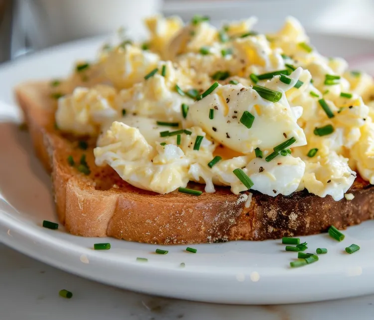 Egg white toast with chives and coconut oil
