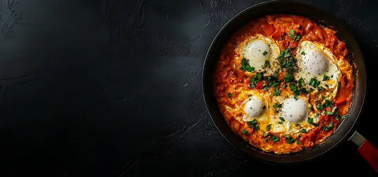Tomato-egg skillet with red peppers