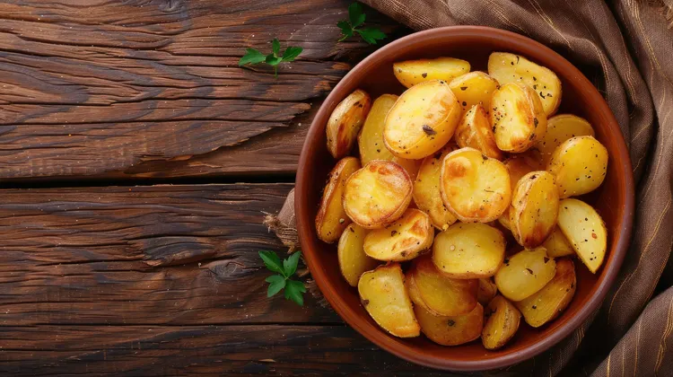 Baked english potatoes with olive oil and seasonings