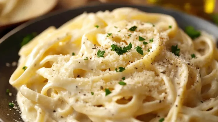 Whole-wheat fettuccine alfredo with parmesan cheese