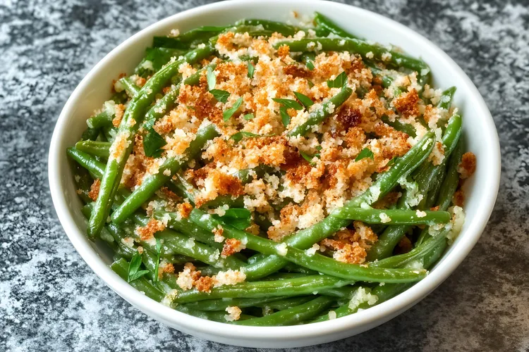 Green beans with pangrattato