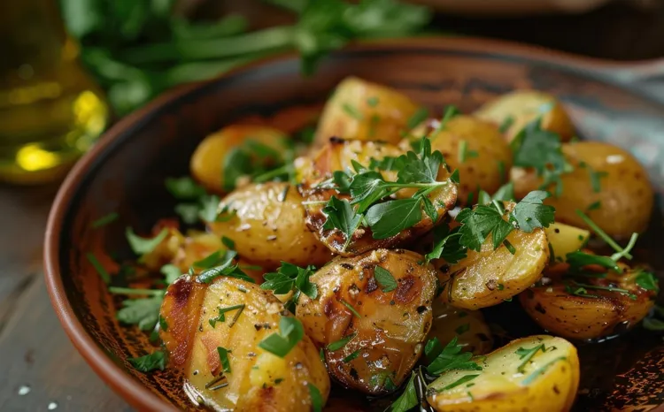 Grilled herb potatoes with garlic and lemon