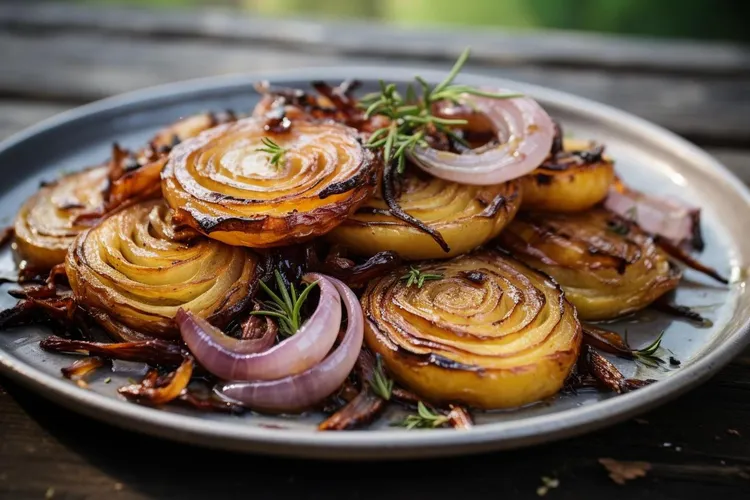 Grilled onion salad with rosemary