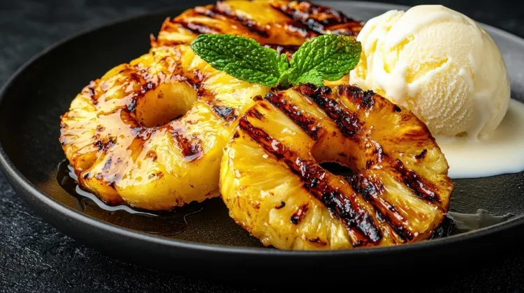 Grilled pineapple with cinnamon honey glaze