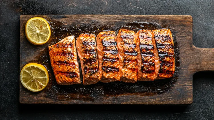 Grilled soy-sesame salmon with garlic