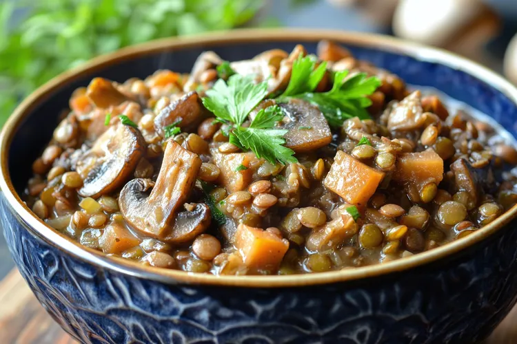 Lentil & mushroom ragu with carrots
