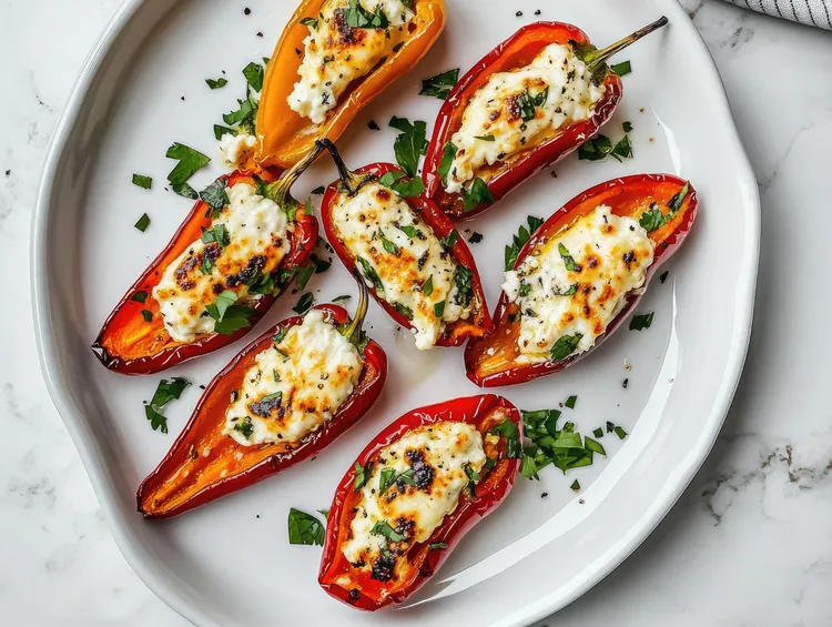 Herb and ricotta baked chillies